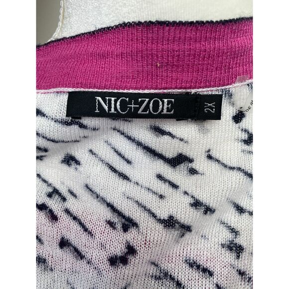 NIC+ZOE Pick Up Black/White Animal Print Buttoned Sweater Cardigan Size 2X - Picture 10 of 12